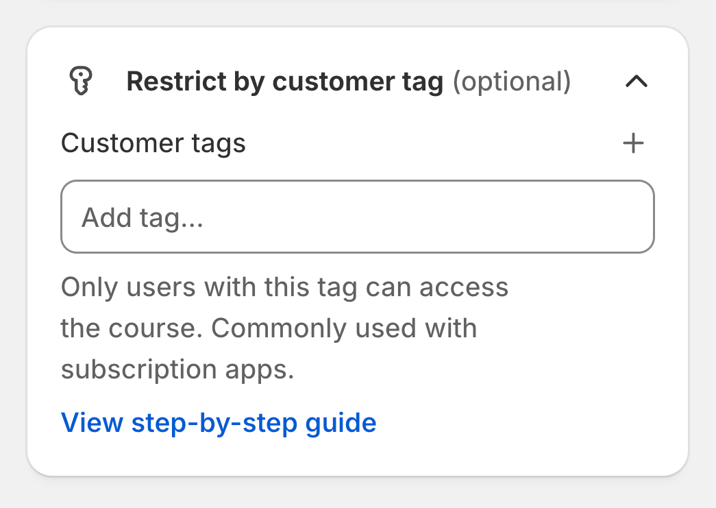 Restrict by customer tag section in the Studyvio course settings