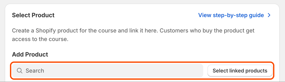 Select Product section in Studyvio with the product search and Select linked products button